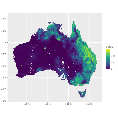 A plot of SMIPS data for all of Australia on 2024-01-01.